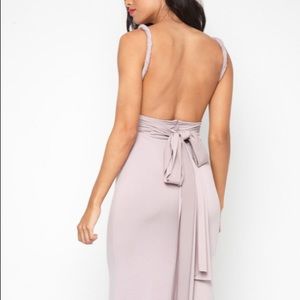TFNC Multi-way floor length dress in grey (more like a pale purple)
